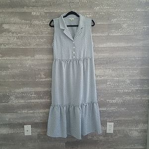 Blue Checkered Prairie Maxi Dress